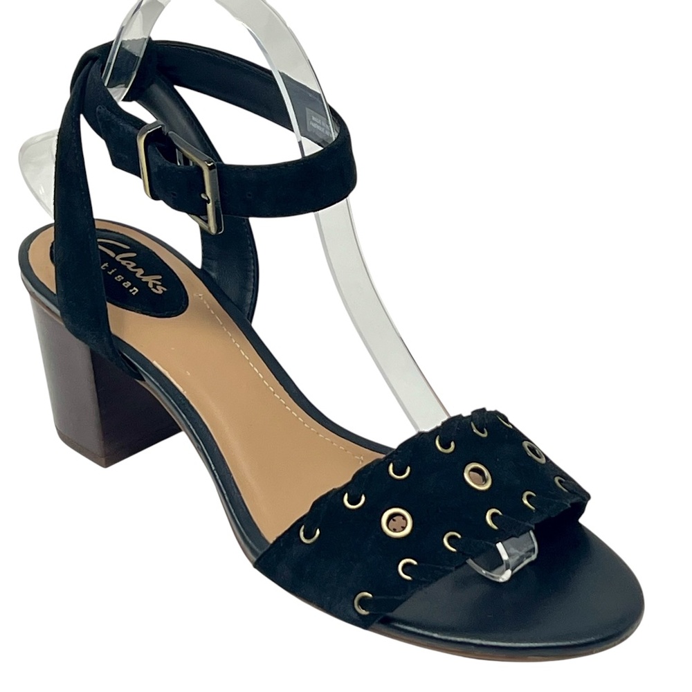 Clarks Artisan Women's Ralene Sheen Black Suede Slingback Sandals size 8
